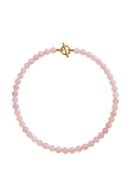 Handgemachte Perlenhalskette aus Quarz Naturstein rosa