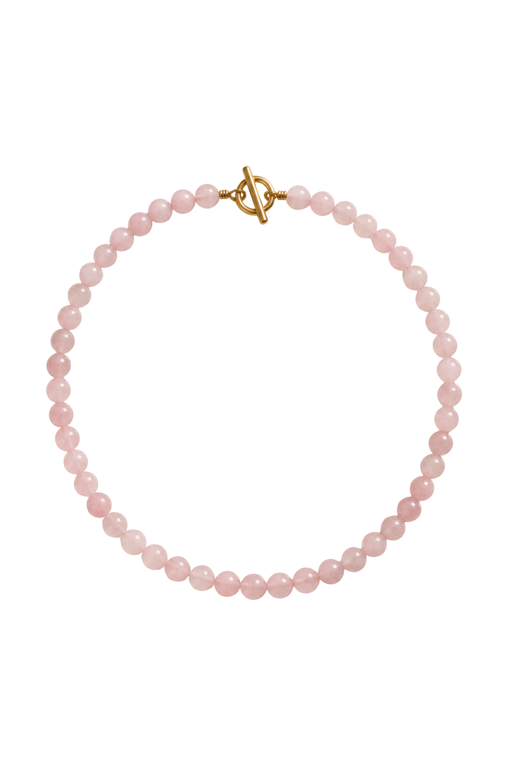 Handgemachte Perlenhalskette aus Quarz Naturstein rosa