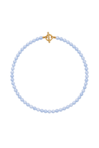 Handgemachte Perlenhalskette Aquamarin aus 6mm Natursteinperlen