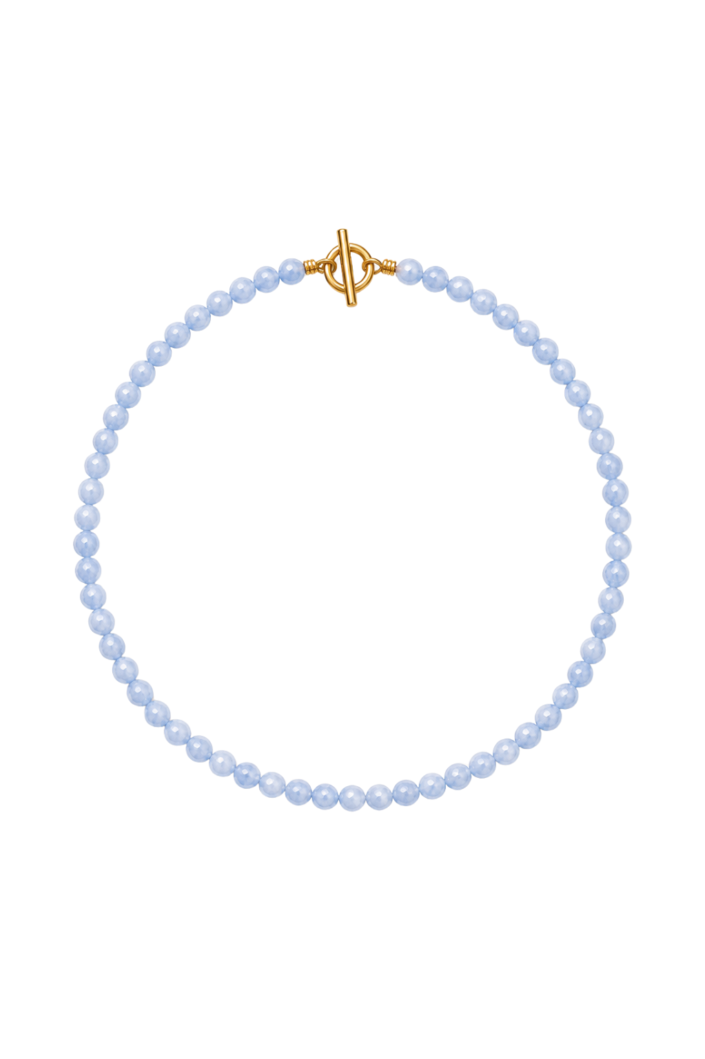 Handgemachte Perlenhalskette Aquamarin aus 6mm Natursteinperlen