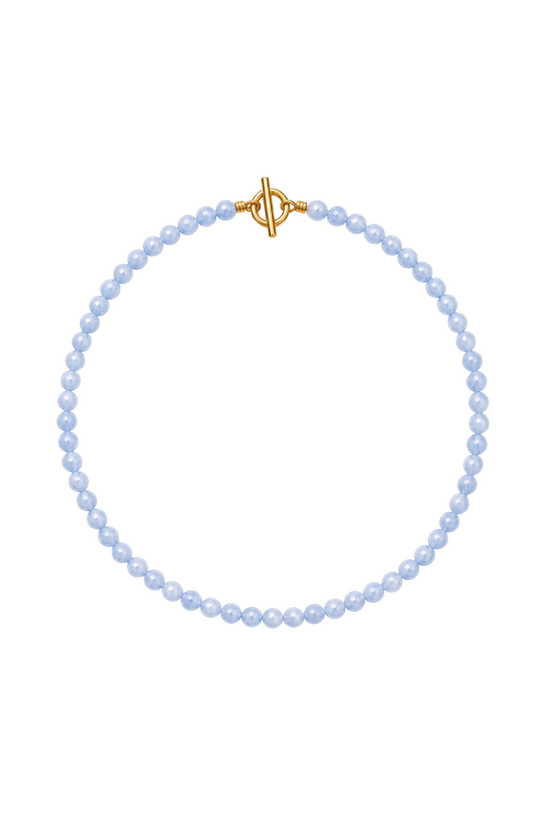Handgemachte Perlenhalskette Aquamarin aus 6mm Natursteinperlen