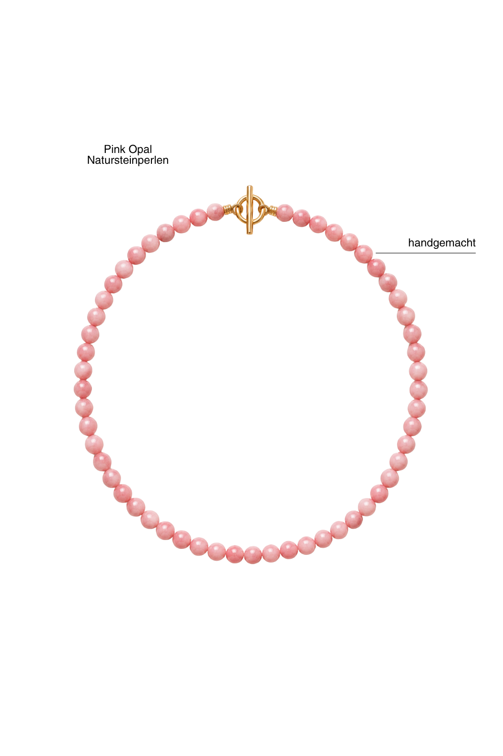 Handgemachte Perlenhalskette aus pink Opal