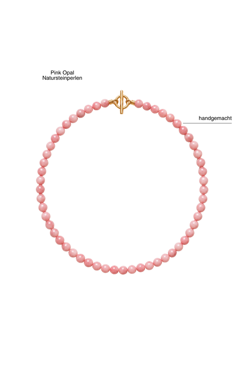 Handgemachte Perlenhalskette aus pink Opal