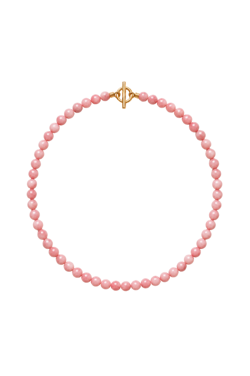 Handgemachte Perlenhalskette aus pink Opal