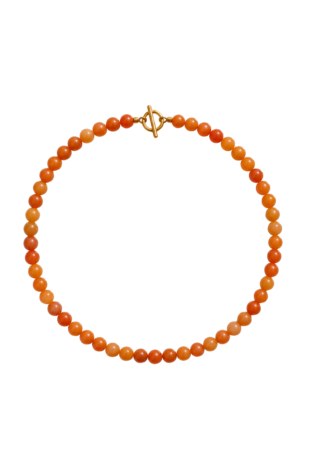 Handgemachte Perlenhalskette aus Naturstein Quarz orange