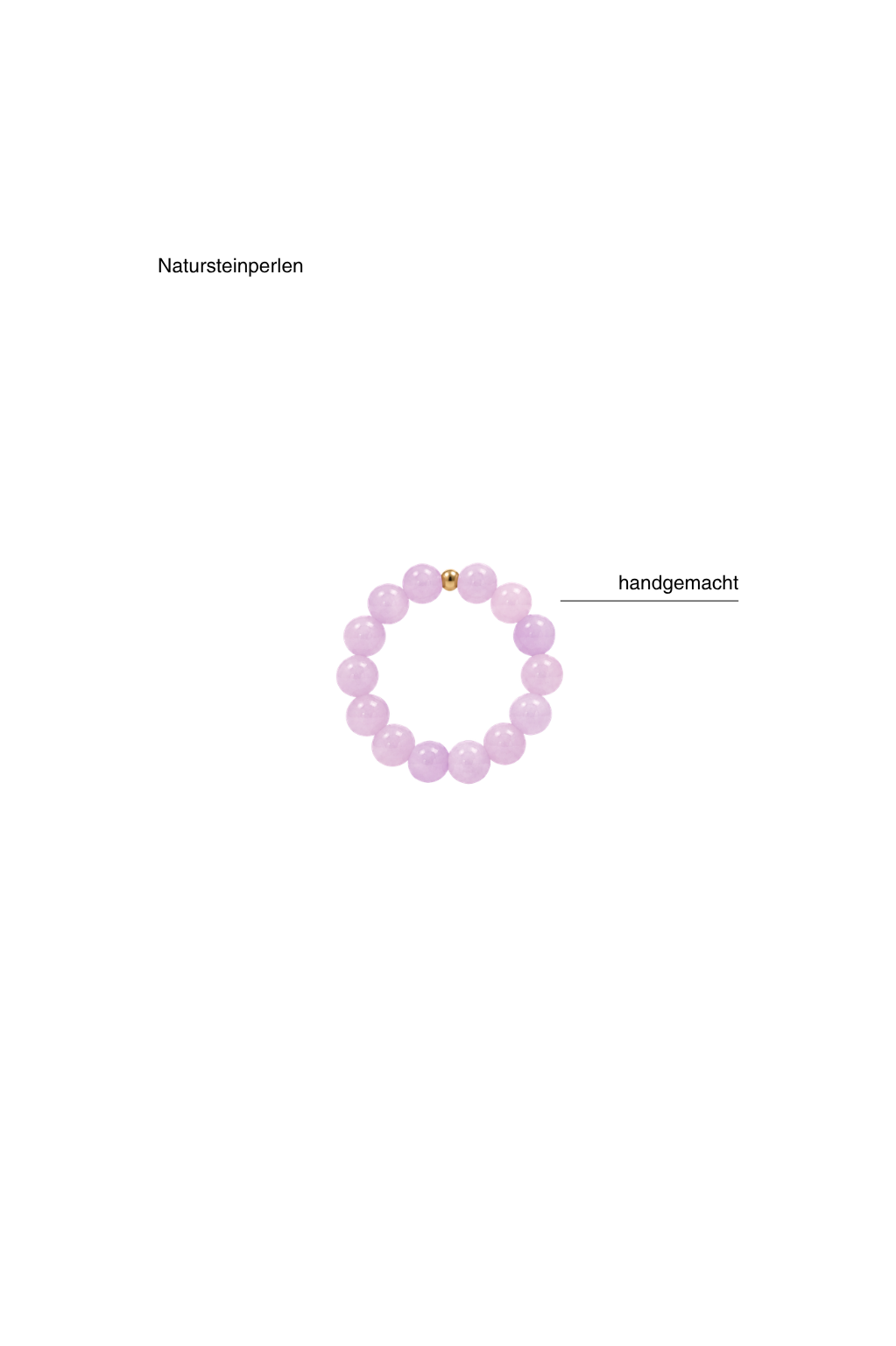 Handgemachter Perlenring aus Natursteinerlen rose purple happy the label
