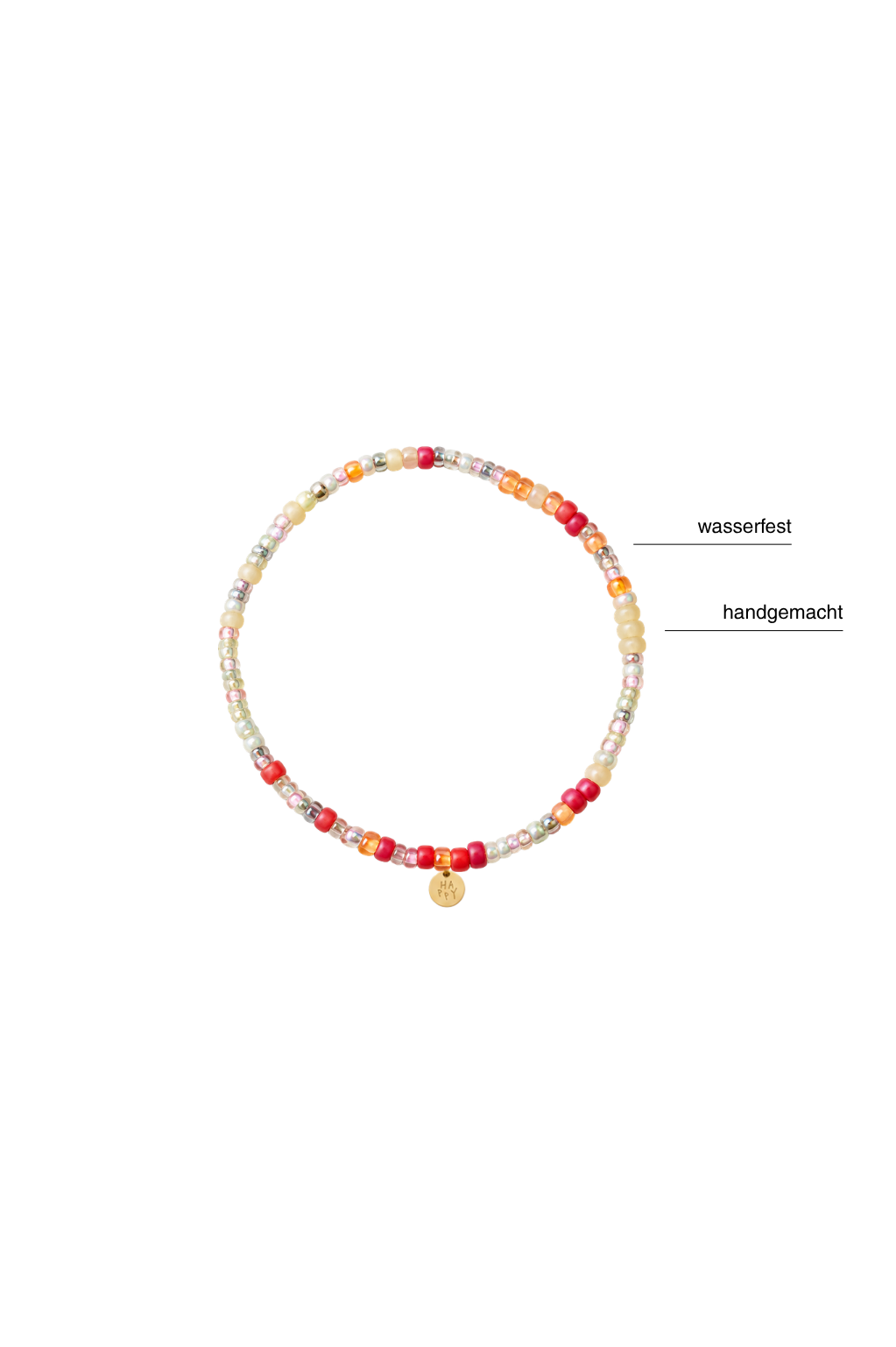 Handgemachtes Perlenarmband Coraline aus bunten recycelten Glasperlen