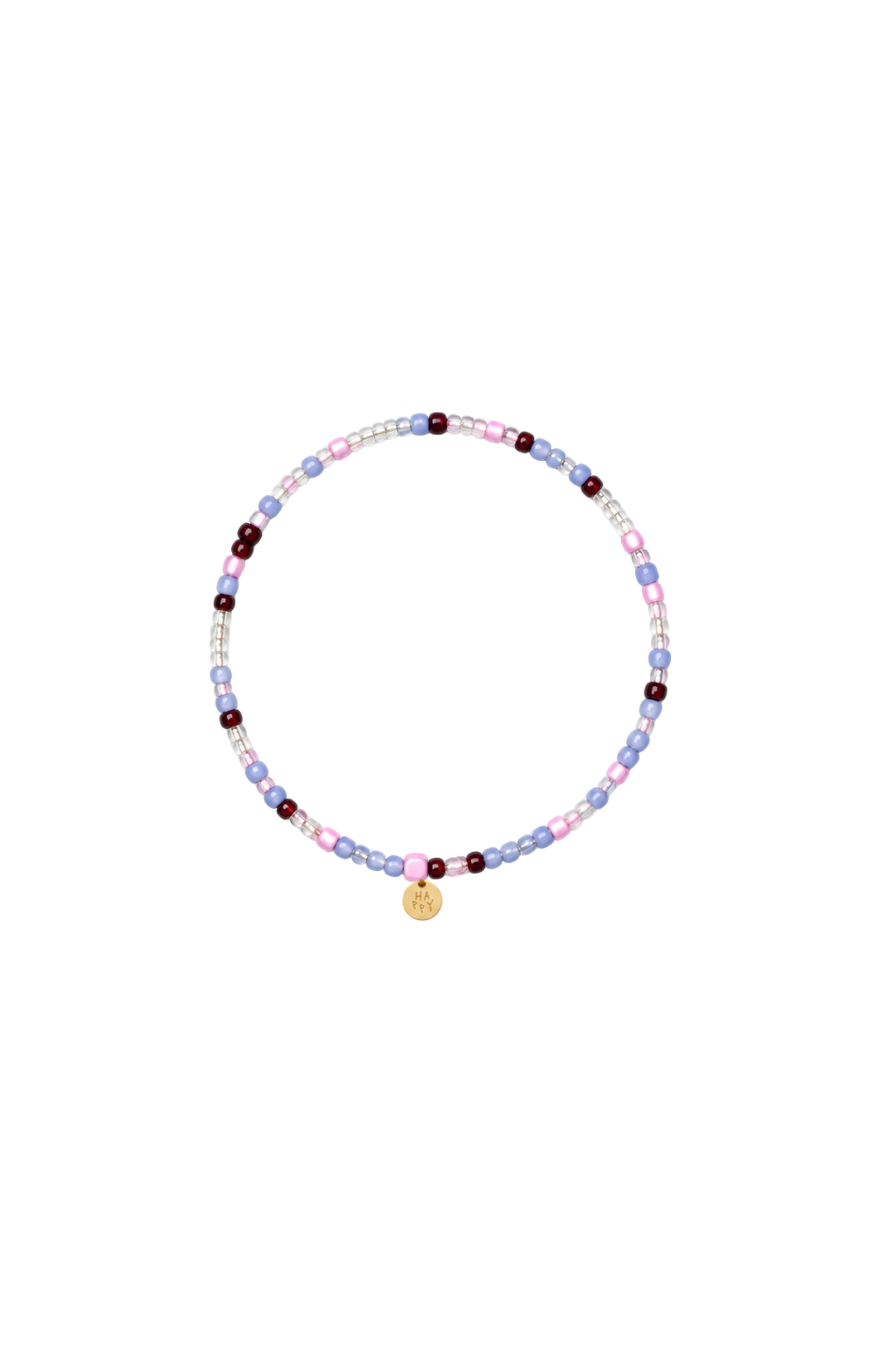 Handgemachtes Perlenarmband aus bunten Perlen rosa, braun und blau