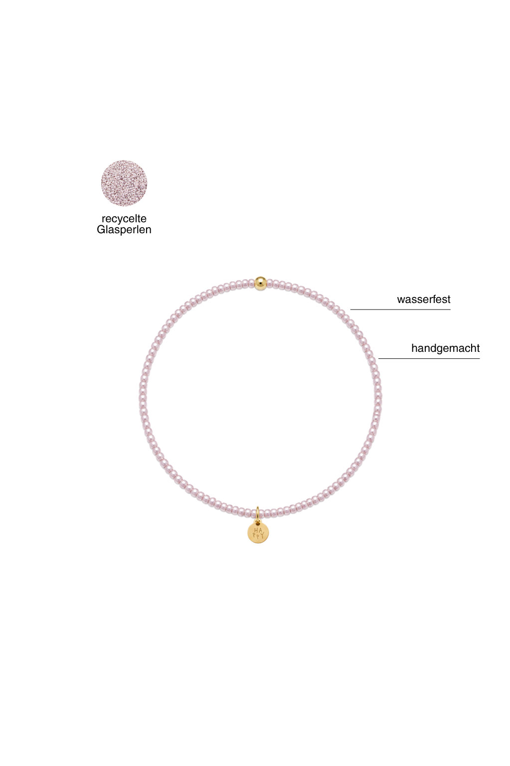 Handgemachtes Perlenarmband feine Perlen Mauve