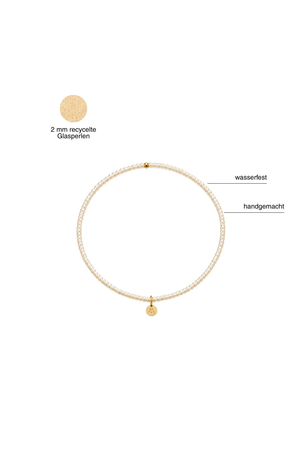 Handgemachtes Perlenarmband mit feinen Perlen Ivory mehr Informationen