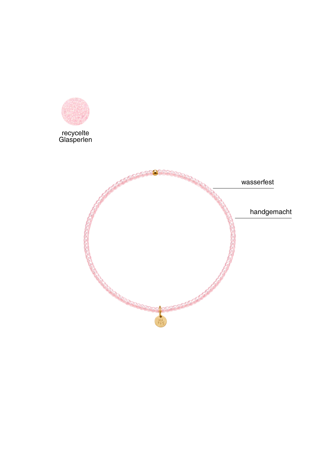 Handgemachts Armband aus rosa Perlen 