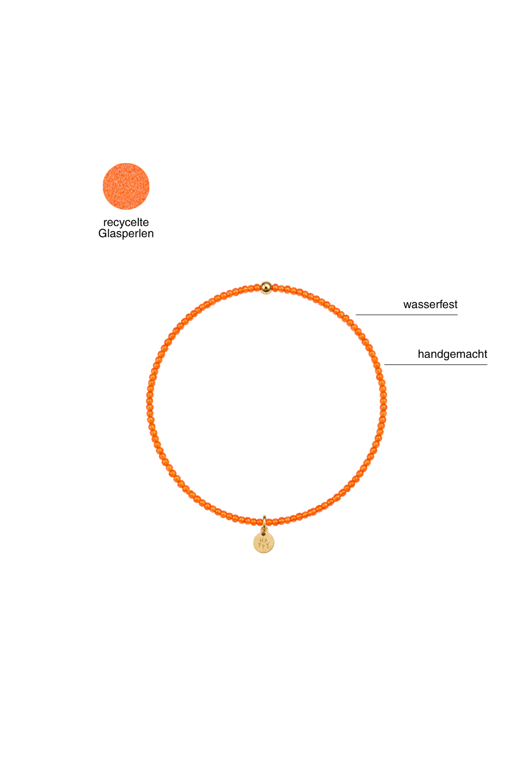 Handgemachtes Perlenarmband orange mehr Details